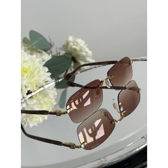 NEW Gucci GG1221S 004 Rimless Monogram Logo Lens Sunglasses - Picture 3 of 10